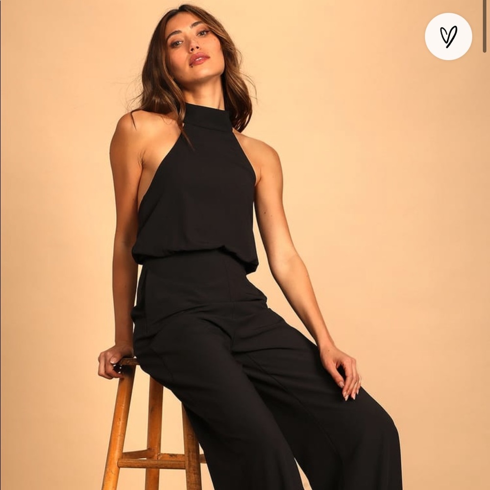 NWOT Lulus Moment for Life Black Halter Jumpsuit in Black